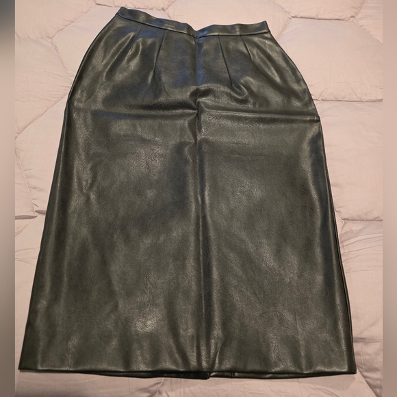 Black Vegan Leather Pencil Skirt - Picture 2 of 6